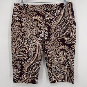 Oscar de la Renta Company Plus luxury Women’s Bermuda Shorts Brown Paisley 16